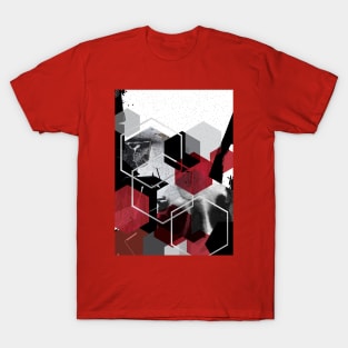 Red and Black Abstract City T-Shirt